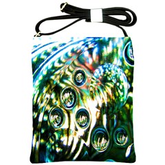 Dark Abstract Bubbles Shoulder Sling Bags by Nexatart