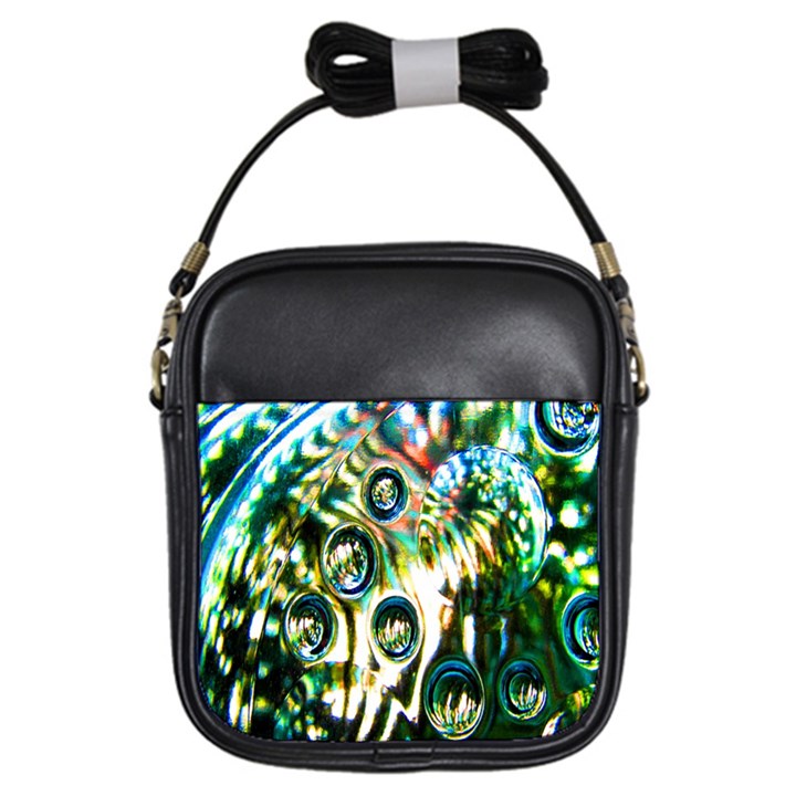 Dark Abstract Bubbles Girls Sling Bags