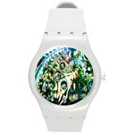 Dark Abstract Bubbles Round Plastic Sport Watch (M) Front