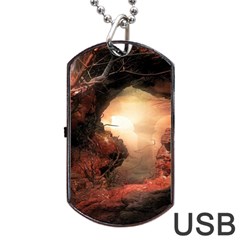 3d Illustration Of A Mysterious Place Dog Tag Usb Flash (one Side) by Nexatart