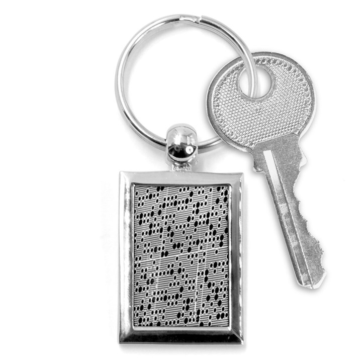 Metal Background With Round Holes Key Chains (Rectangle) 