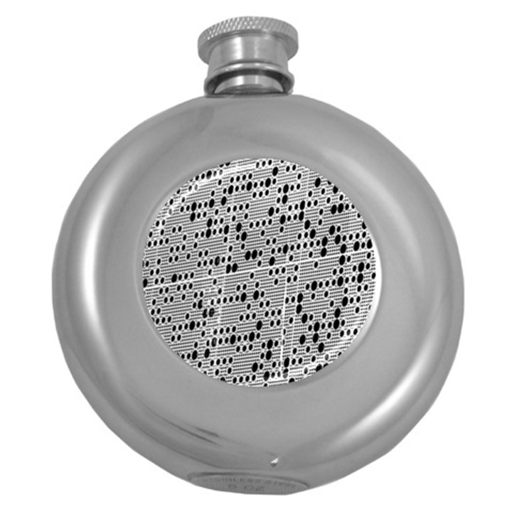 Metal Background With Round Holes Round Hip Flask (5 oz)