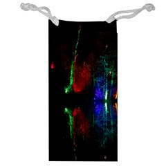 Illuminated Trees At Night Near Lake Jewelry Bag by Nexatart