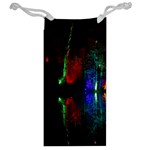 Illuminated Trees At Night Near Lake Jewelry Bag Back