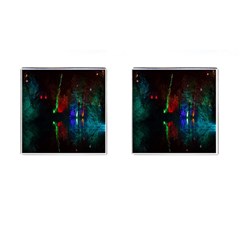 Illuminated Trees At Night Near Lake Cufflinks (square) by Nexatart