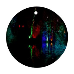 Illuminated Trees At Night Near Lake Round Ornament (two Sides) by Nexatart