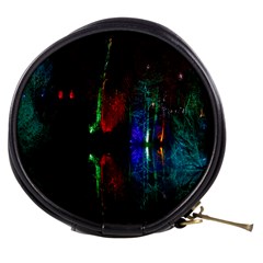 Illuminated Trees At Night Near Lake Mini Makeup Bags by Nexatart