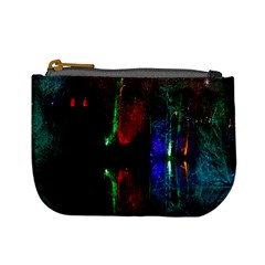 Illuminated Trees At Night Near Lake Mini Coin Purses by Nexatart