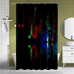 Illuminated Trees At Night Near Lake Shower Curtain 48  X 72  (small)  by Nexatart