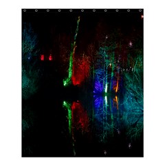 Illuminated Trees At Night Near Lake Shower Curtain 60  X 72  (medium)  by Nexatart