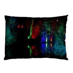 Illuminated Trees At Night Near Lake Pillow Case (two Sides) by Nexatart