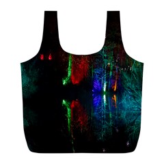 Illuminated Trees At Night Near Lake Full Print Recycle Bags (l)  by Nexatart