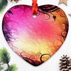 Floral Frame Surrealistic Heart Ornament (two Sides) by Nexatart