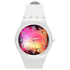 Floral Frame Surrealistic Round Plastic Sport Watch (m) by Nexatart