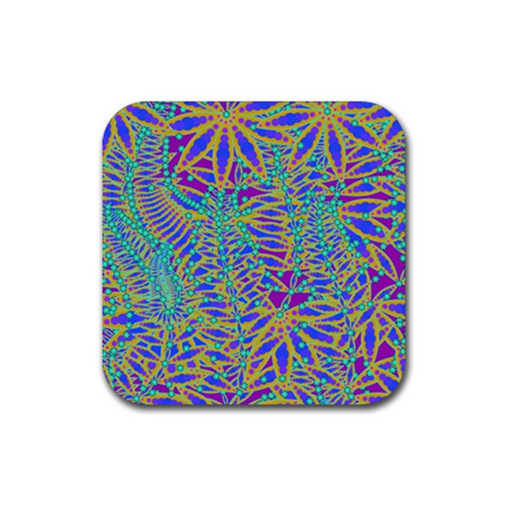 Abstract Floral Background Rubber Coaster (Square) 