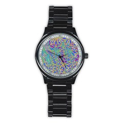 Abstract Floral Background Stainless Steel Round Watch by Nexatart