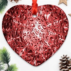 Water Drops Red Ornament (heart) by Nexatart