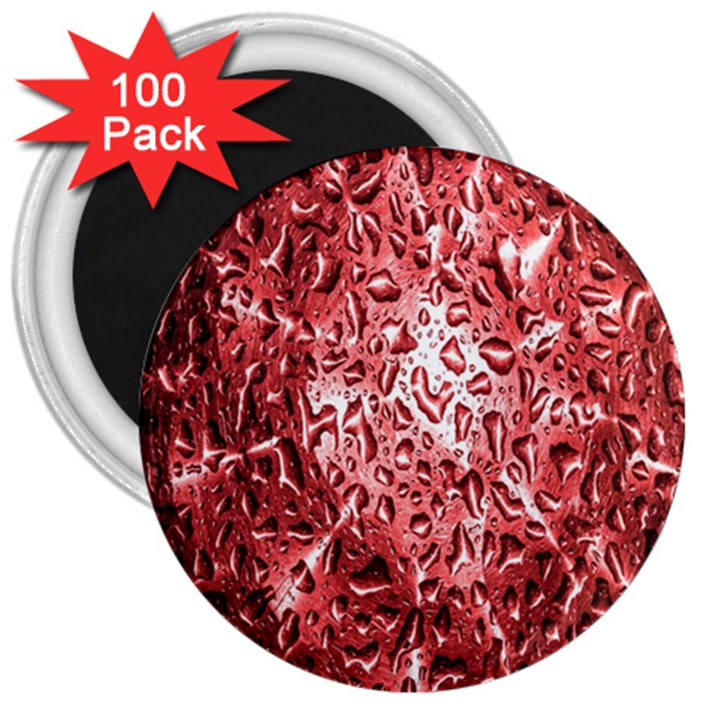 Water Drops Red 3  Magnets (100 pack)