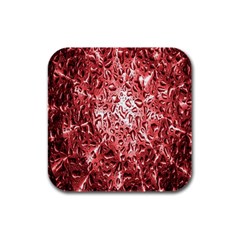 Water Drops Red Rubber Square Coaster (4 Pack)  by Nexatart