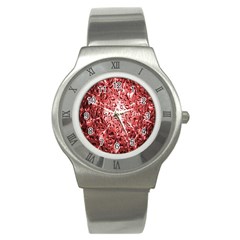 Water Drops Red Stainless Steel Watch by Nexatart