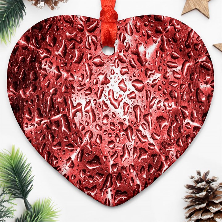 Water Drops Red Heart Ornament (Two Sides)