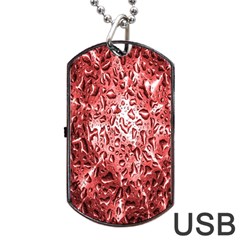 Water Drops Red Dog Tag Usb Flash (one Side) by Nexatart