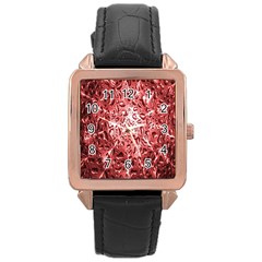 Water Drops Red Rose Gold Leather Watch  by Nexatart