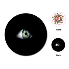 Eye On The Black Background Playing Cards (round)  by Nexatart