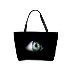 Eye On The Black Background Shoulder Handbags by Nexatart