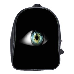 Eye On The Black Background School Bags (xl)  by Nexatart