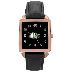 Eye On The Black Background Rose Gold Leather Watch  by Nexatart