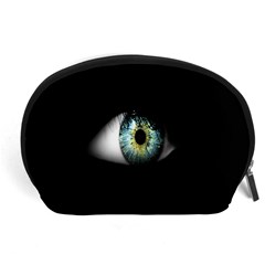 Eye On The Black Background Accessory Pouches (large)  by Nexatart