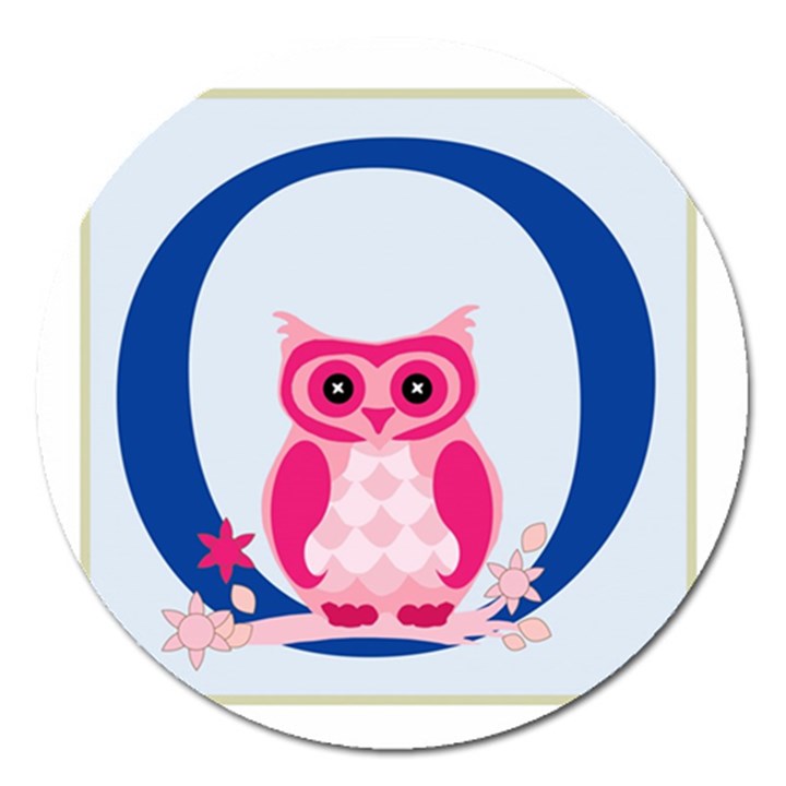 Alphabet Letter O With Owl Illustration Ideal For Teaching Kids Magnet 5  (Round)