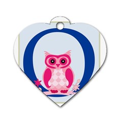 Alphabet Letter O With Owl Illustration Ideal For Teaching Kids Dog Tag Heart (two Sides) by Nexatart