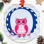 Alphabet Letter O With Owl Illustration Ideal For Teaching Kids Round Filigree Ornament (Two Sides) Front