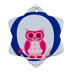 Alphabet Letter O With Owl Illustration Ideal For Teaching Kids Snowflake Ornament (two Sides) by Nexatart