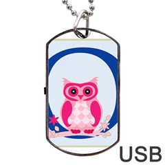 Alphabet Letter O With Owl Illustration Ideal For Teaching Kids Dog Tag Usb Flash (one Side) by Nexatart