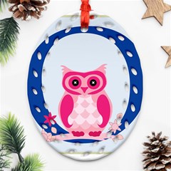 Alphabet Letter O With Owl Illustration Ideal For Teaching Kids Oval Filigree Ornament (two Sides) by Nexatart