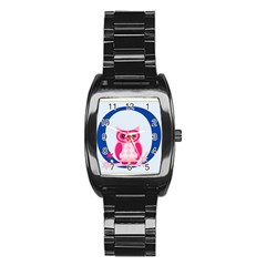 Alphabet Letter O With Owl Illustration Ideal For Teaching Kids Stainless Steel Barrel Watch by Nexatart