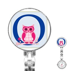 Alphabet Letter O With Owl Illustration Ideal For Teaching Kids Stainless Steel Nurses Watch by Nexatart