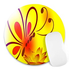 Butterfly Background Wallpaper Texture Round Mousepads by Nexatart