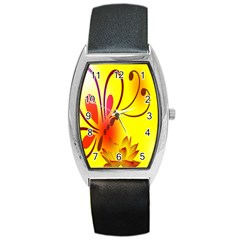 Butterfly Background Wallpaper Texture Barrel Style Metal Watch by Nexatart