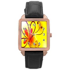 Butterfly Background Wallpaper Texture Rose Gold Leather Watch  by Nexatart