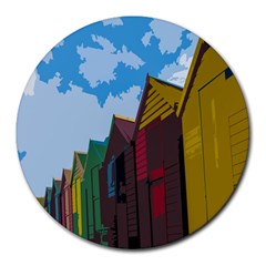 Brightly Colored Dressing Huts Round Mousepads by Nexatart