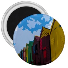 Brightly Colored Dressing Huts 3  Magnets by Nexatart