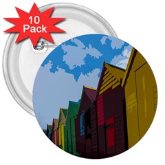 Brightly Colored Dressing Huts 3  Buttons (10 Pack)  by Nexatart