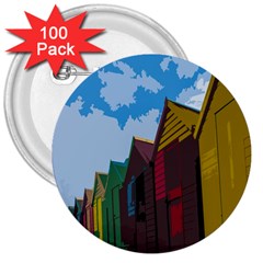 Brightly Colored Dressing Huts 3  Buttons (100 Pack)  by Nexatart