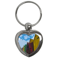 Brightly Colored Dressing Huts Key Chains (heart)  by Nexatart