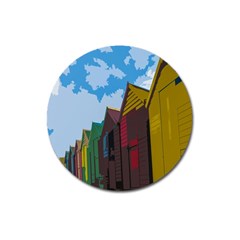 Brightly Colored Dressing Huts Magnet 3  (round) by Nexatart