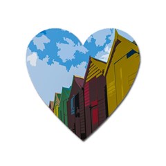 Brightly Colored Dressing Huts Heart Magnet by Nexatart